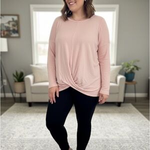 Ava & Viv Soft Pink Twist Blouse